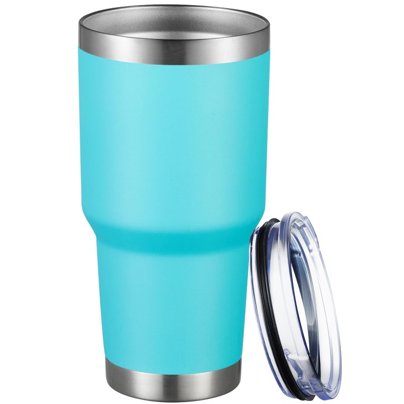 MEWAY 30oz Tumbler Double Wall Vacuum Insulated Travel Mug, Stainless Steel Tumbler with Lid, Durable Powder Coated Insulated Coffee Cup for Cold & Hot Drinks (Lake Blue,1 PACK) - Image 1